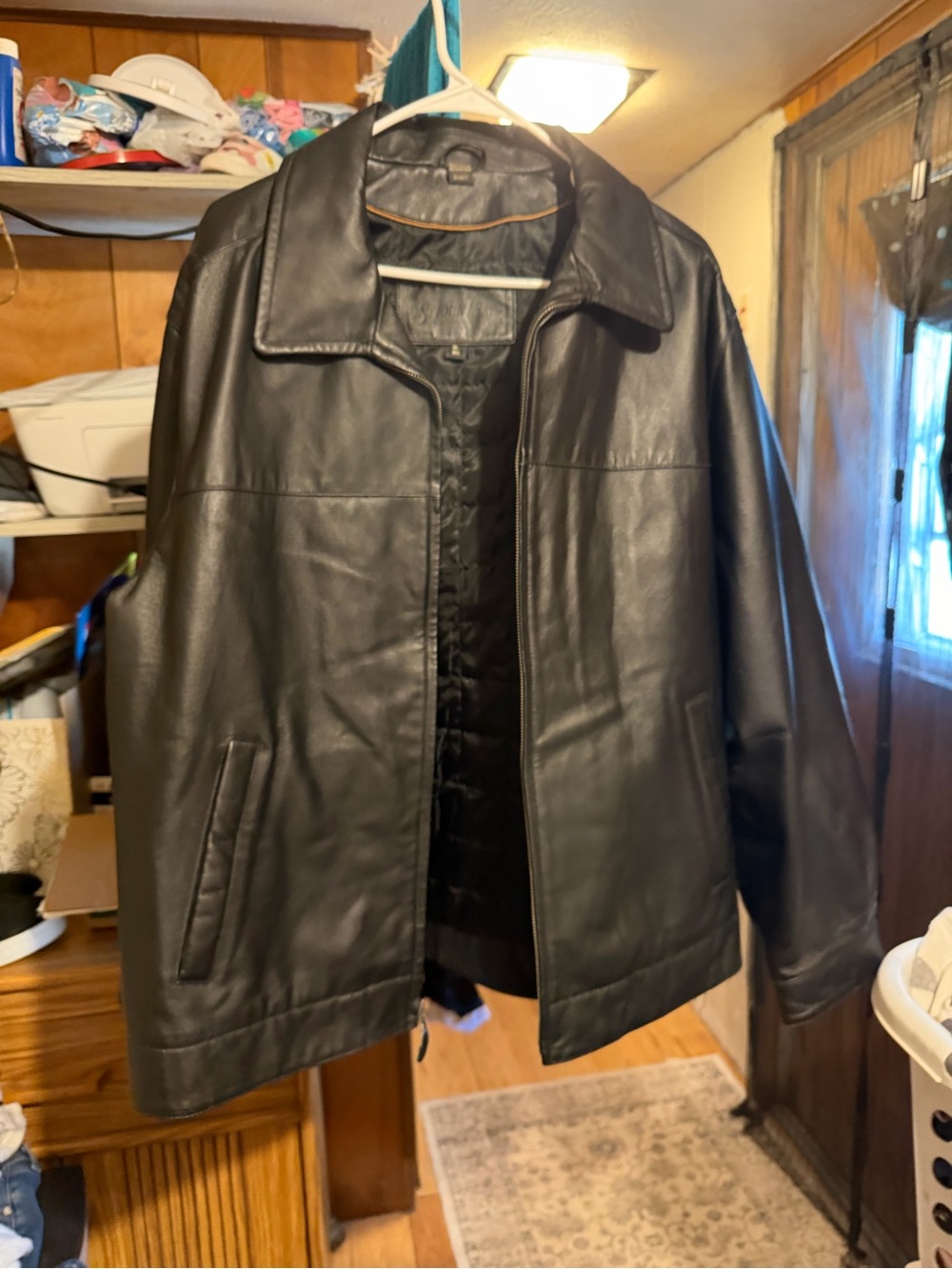St. John's Bay Black Leather Bomber Jacket